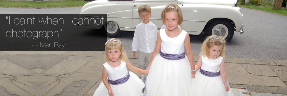 Bridesmaids holding hands with Paige boys taken by Shropshire professional photographer Whitfield Photography